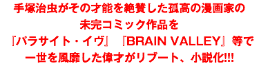 手塚治虫がその才能を絶賛した孤高の漫画家の 未完コミック作品を 『パラサイト・イヴ』『BRAIN VALLEY』等で 一世を風靡した偉才がリブート、小説化!!!